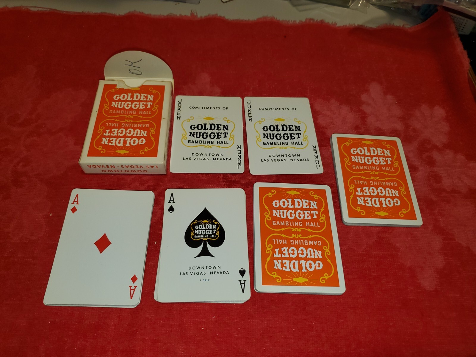 【Vintage】GOLDEN NUGGET CASINO RED GOLDEN NUGGET Unopened Playing Cards - Red Deck - Stamp