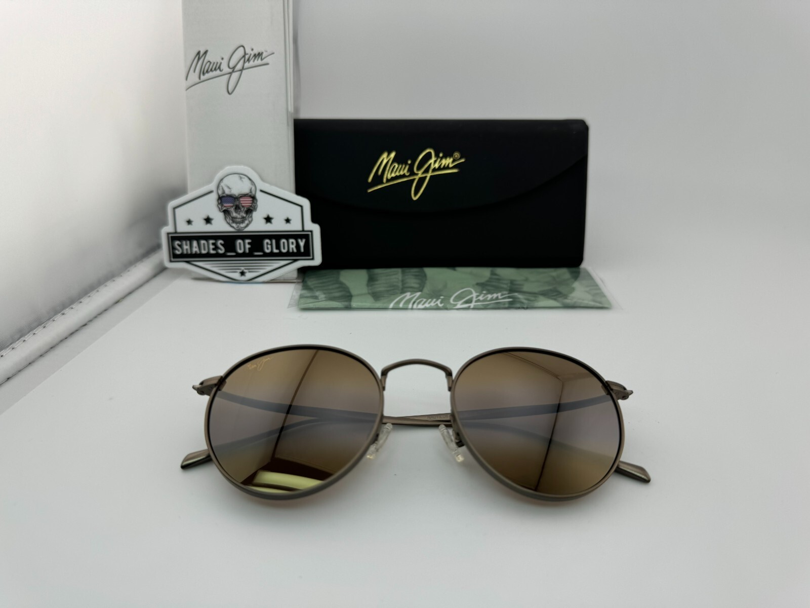 Pre-owned Maui Jim Nautilus Mj 544n-20c Asian Fit Titanium Hcl Bronze Polarized Sunglasses