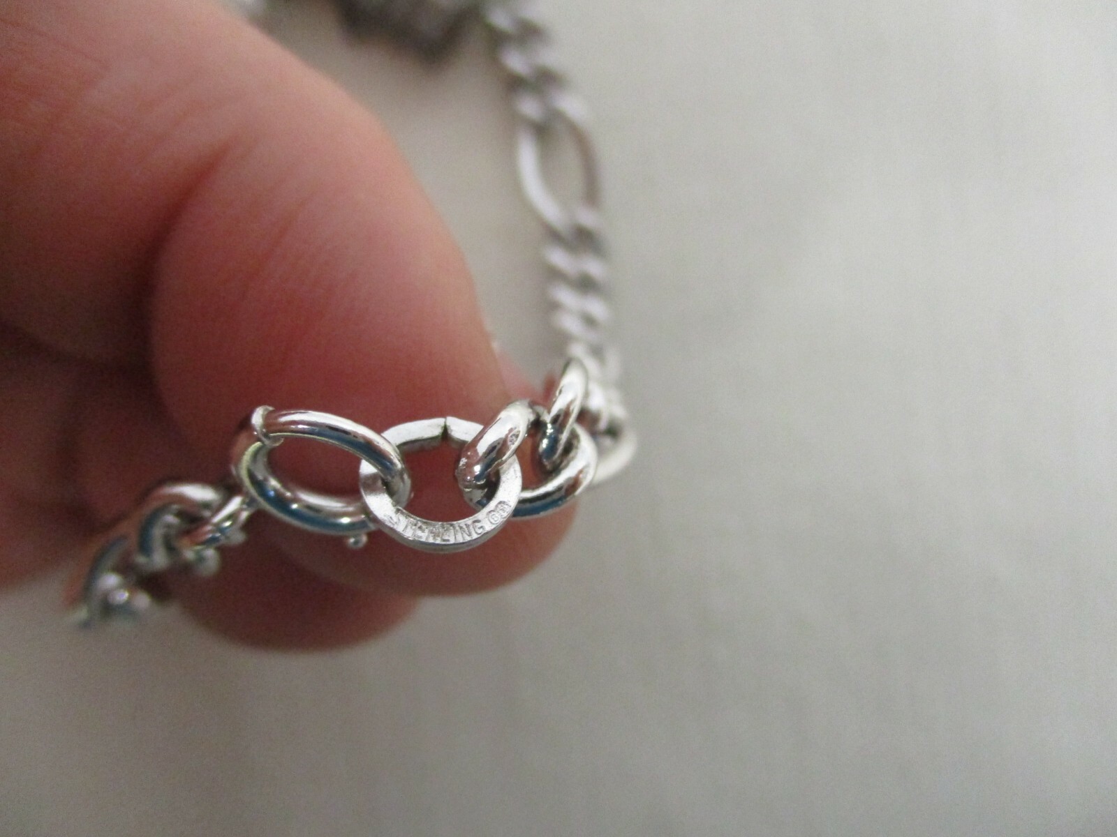 VINTAGE B B STERLING SILVER CHAIN CHARM BRACELET w MECHANICAL WINDMILL CHARM