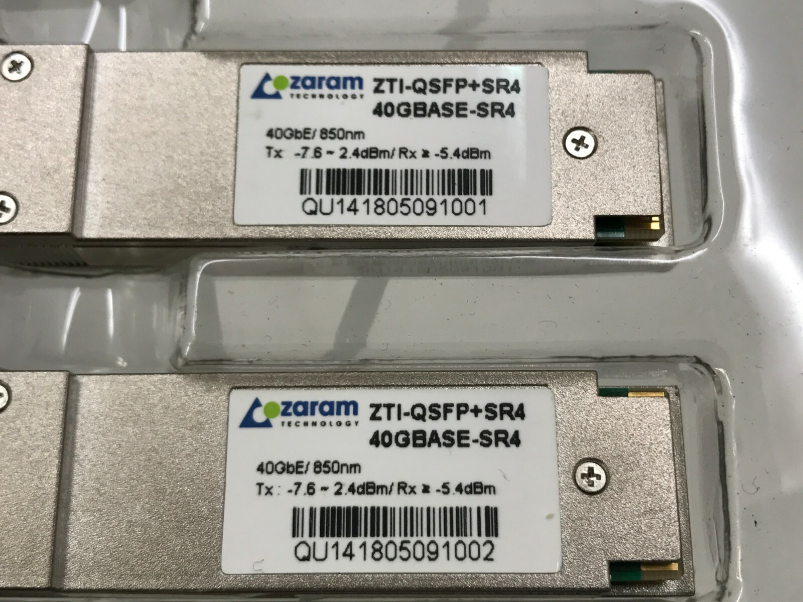 Lot of 4 Zaram Technology ZTI-QSFP+SR4 40GBASE-SR4 Transceivers (08-4C)