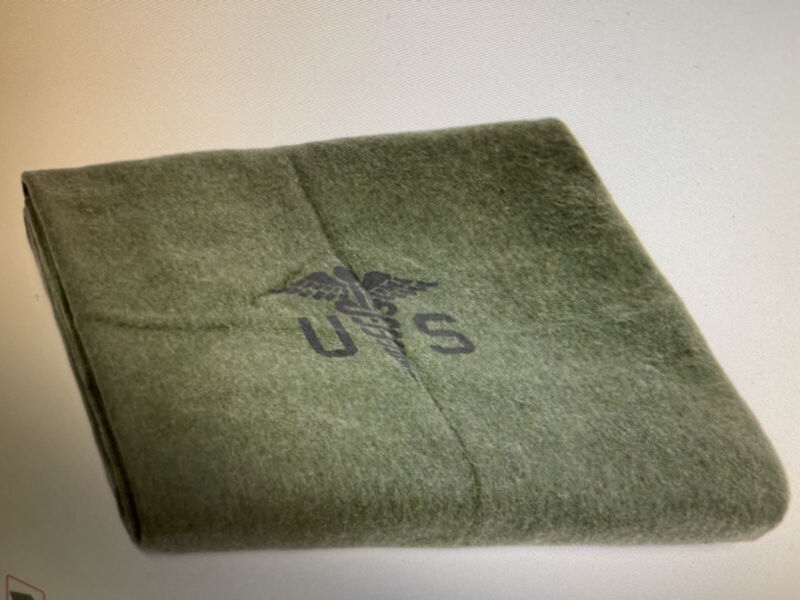 U.S. Army Medical Wool Blanket - 80% Wool - Swiss Link - 62" x 90" - Olive Green