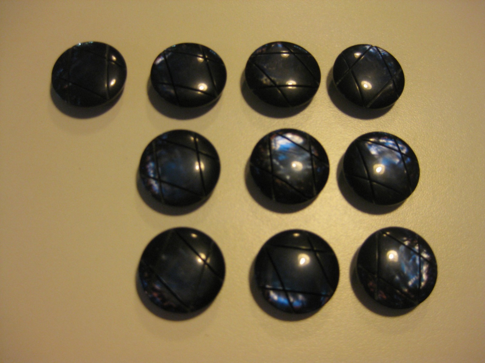 Vintage Italy Iridescent Royal Blue Buttons Lot of 11 in Original Cylinder Tube