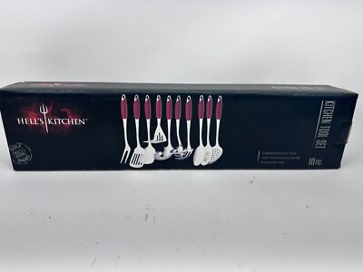 NEW Hell's Kitchen 10 Piece Kitchen Tool Set Stainless Steel / Red New Sealed