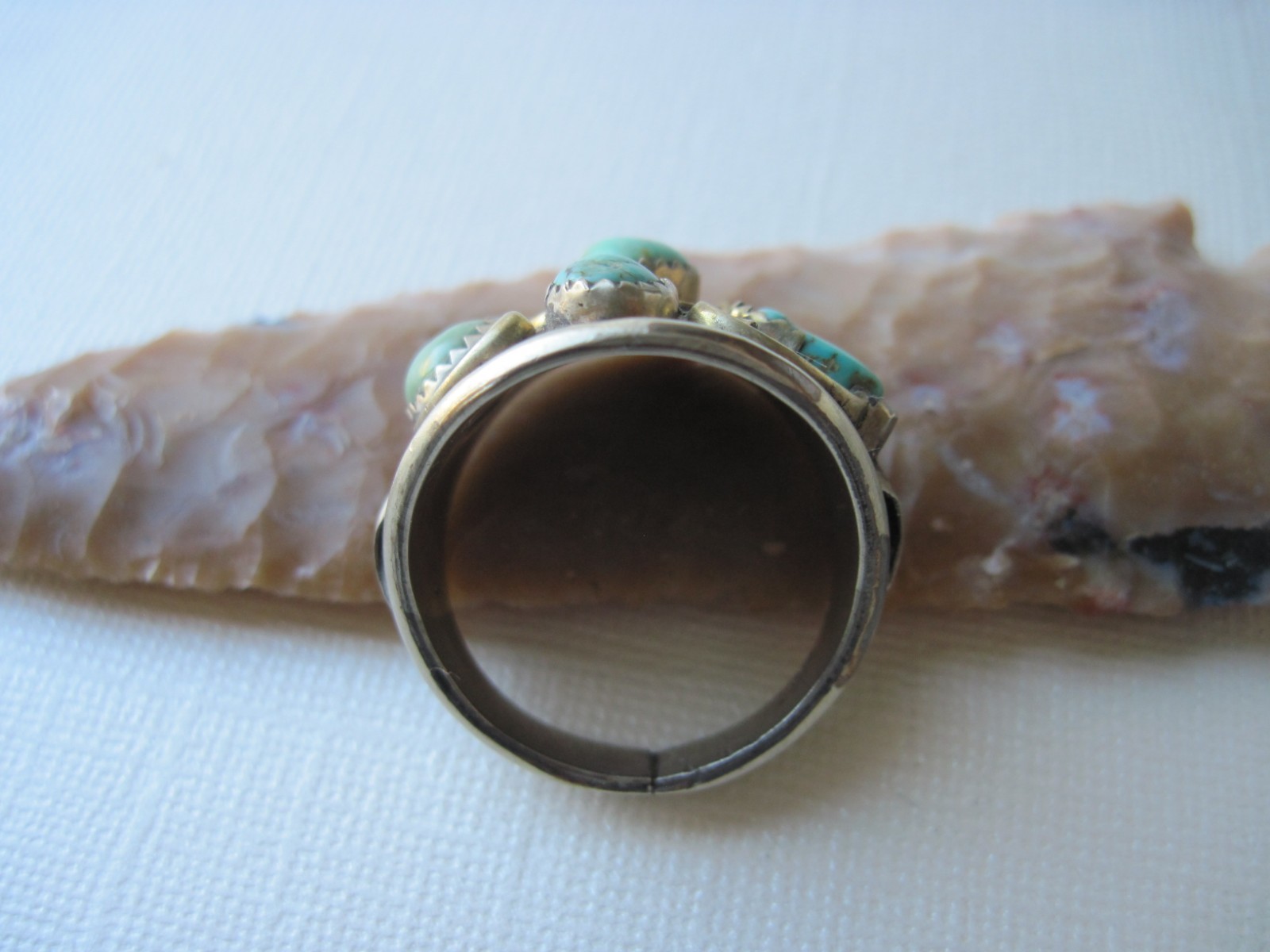 Vintage Navajo Lee Thompson Turquoise & Silver Gentleman's Ring ~ 13.75