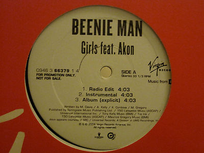 BEENIE MAN ft. AKON GIRLS 12'' ORIG '06 PROMO REGGAE POP R&B HIP HOP MINT-