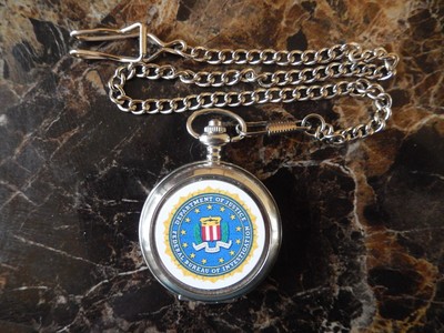 FBI FEDERAL BUREAU  OF INVESTIGATION  POCKET WATCH WITH CHAIN