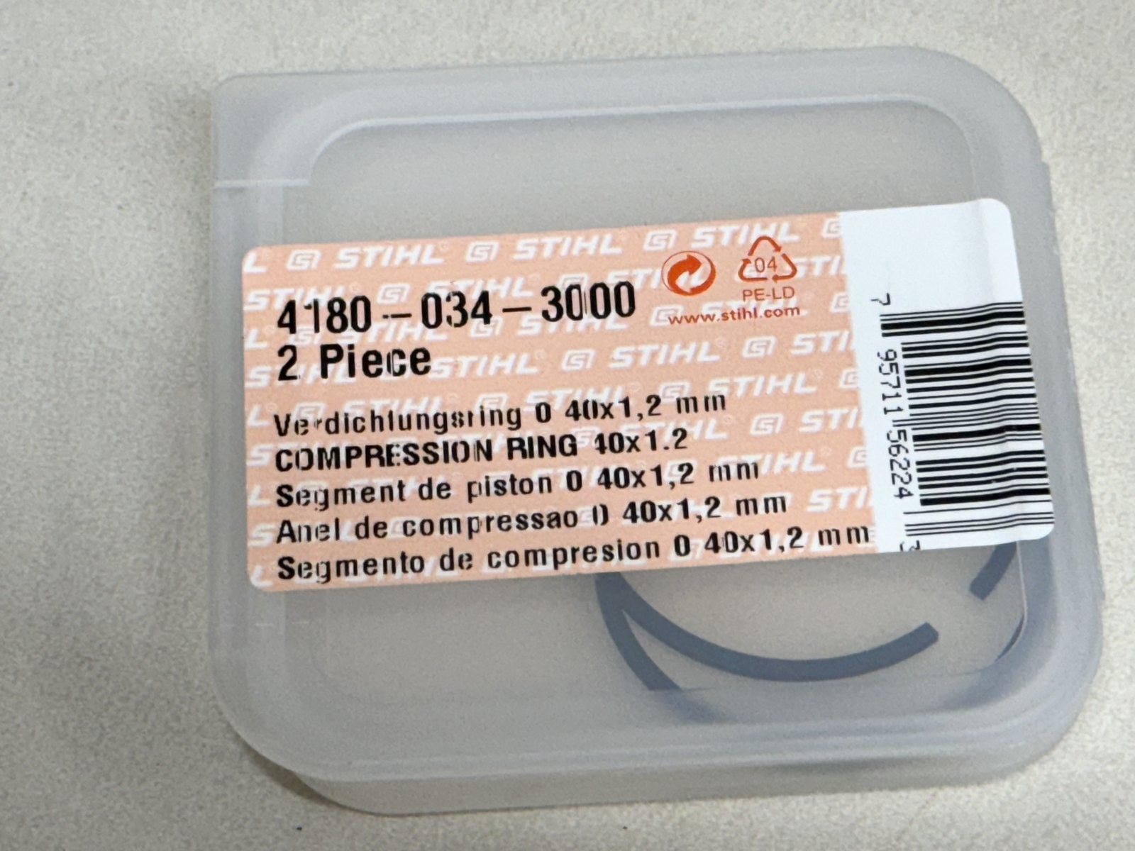 STIHL OEM COMPRESSION RING SET 4180 034 3000 40X1.2MM FITS MANY TRIMMER MODELS - Picture 2 of 2
