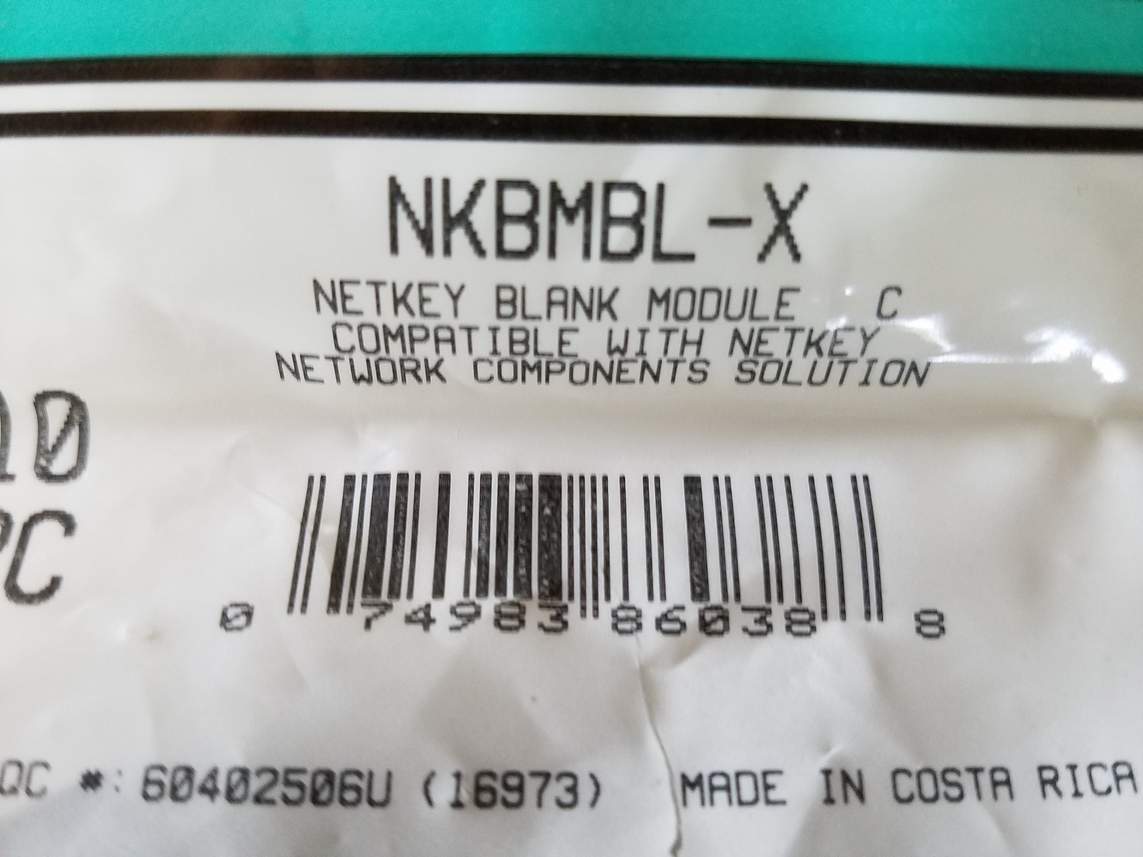 NKBMBL-X Panduit NetKey Blank Module Black - Bag of 10