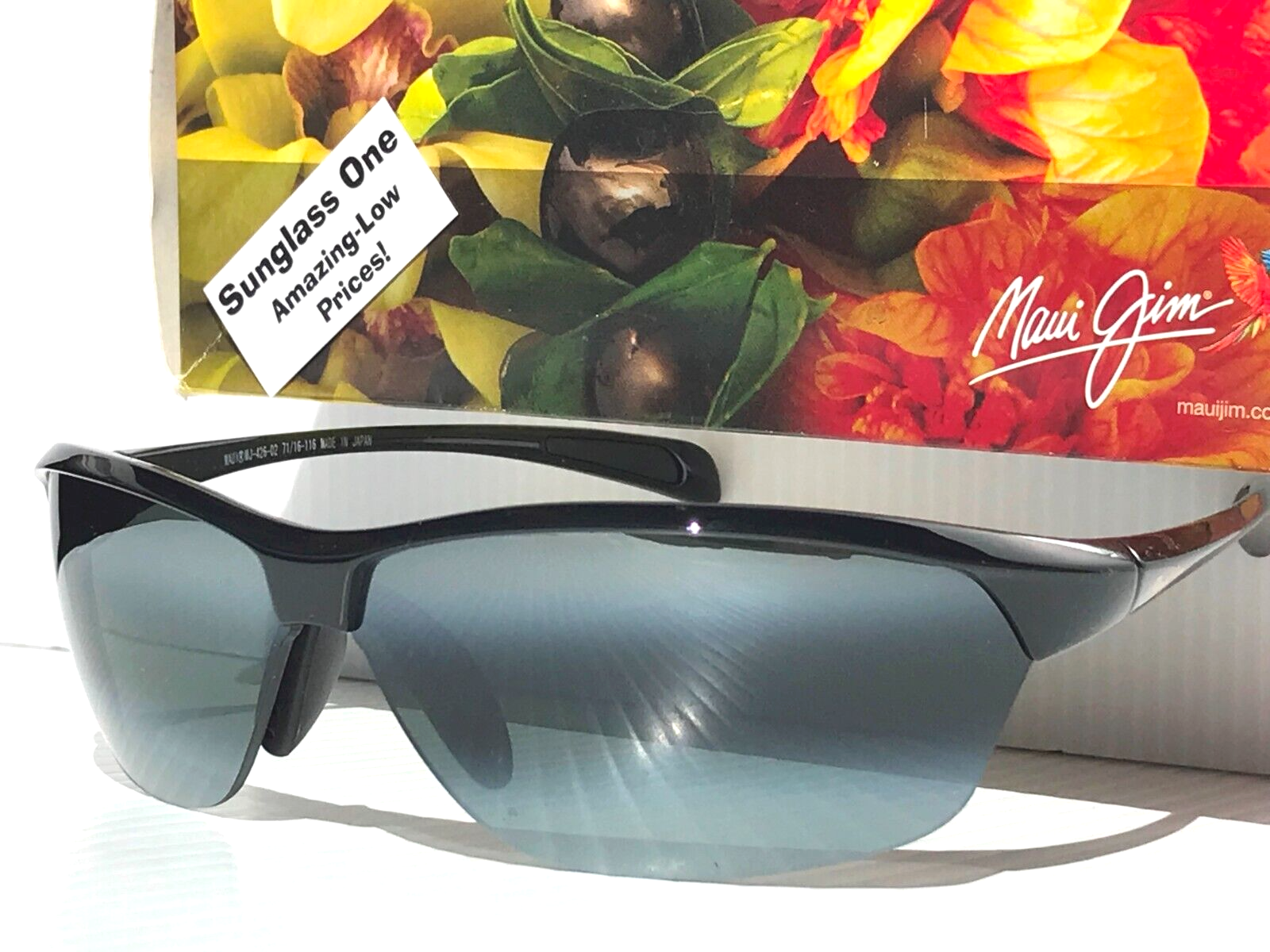 Pre-owned Maui Jim Hot Sands Gloss Black Polarized Neutral Grey Lens Sunglass 426-02 In Gray