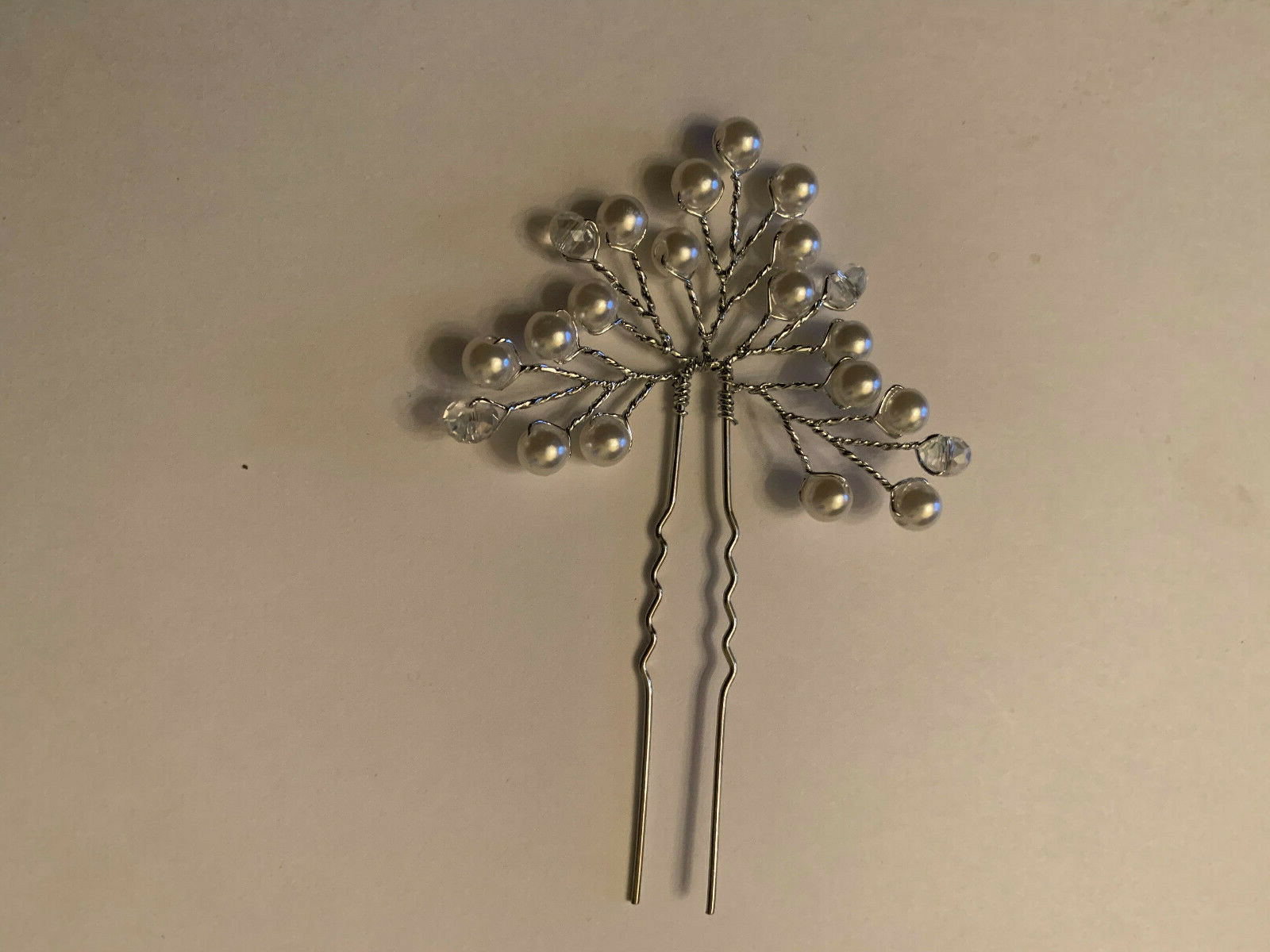 Wedding Dance Pageant Pearl and Rhinestone Hair Accessories Silver Comb & Pins