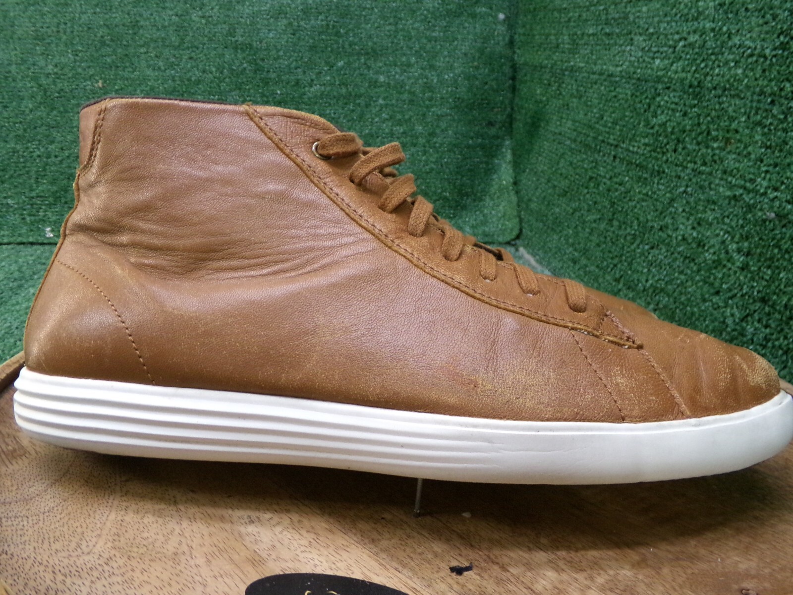 Cole Haan Mens Brown Leather Grand Crosscourt High Top