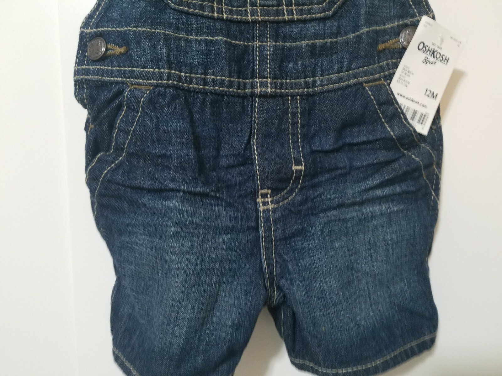 NWT OSHKOSH B'Gosh Short Overalls 12M, Denim, Blue, Suspenders