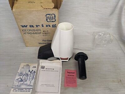 Vintage Waring Blender Ice Crusher Attachment AL-11 All White W/ Box (F8)