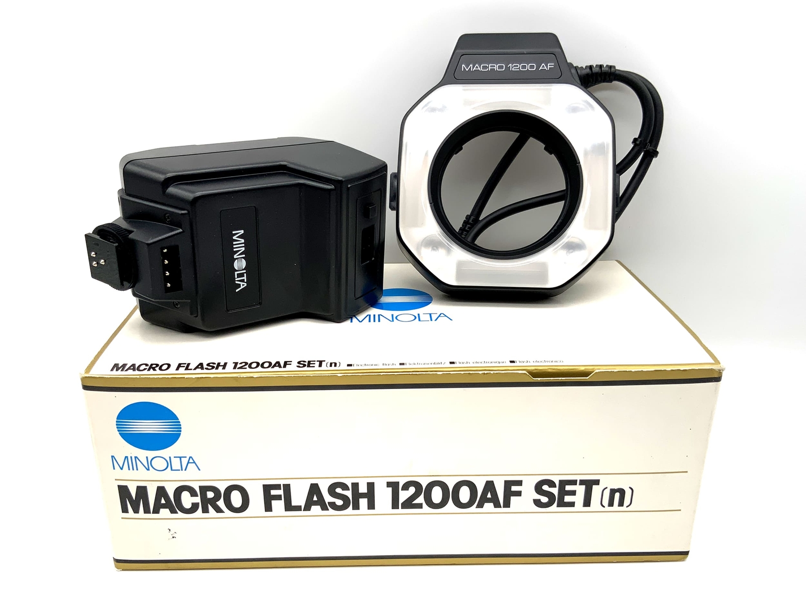 Minolta Macro 1200AF リングフラッシュ EX+++++ MINOLTA Maxxum 1200 AF Macro Flash Ring Set From