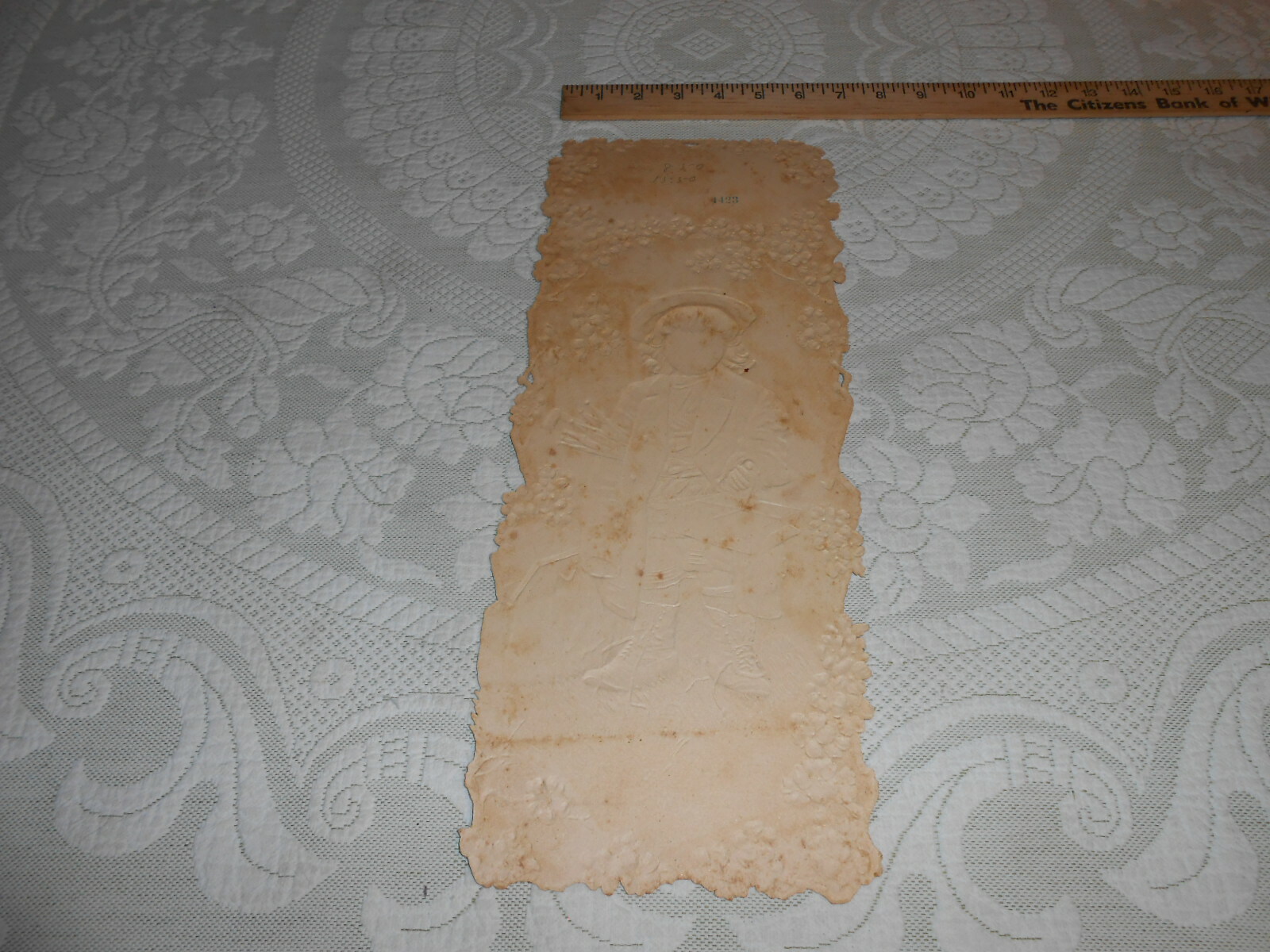 Large 1900 Antique Victorian Die-Cut Sign Little Boy In Boots NOS