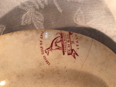 VINTAGE PINK TRANSFERWARE ITALY PLATE LERIGI GULF OF SPIZ