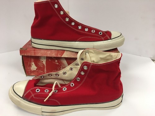 Vintage 1970’s Converse Chuck Taylor Black Label Red Hi Sz 13.5! Original! New!