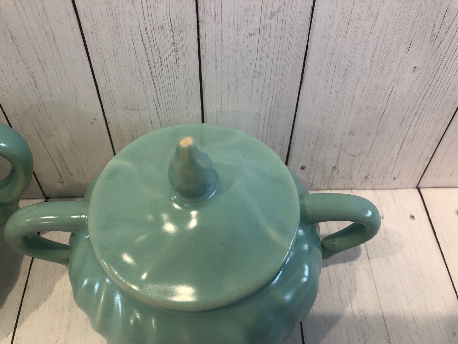 FRANCISCAN Coronado Creamer Sugar with Lid, Aqua Matte