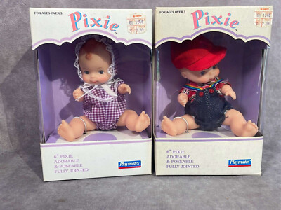 PLAYMATES PIXIE Lot Of 2 Vintage 1985 6'' #905506 Boy Girl FULLY JOINTED/111