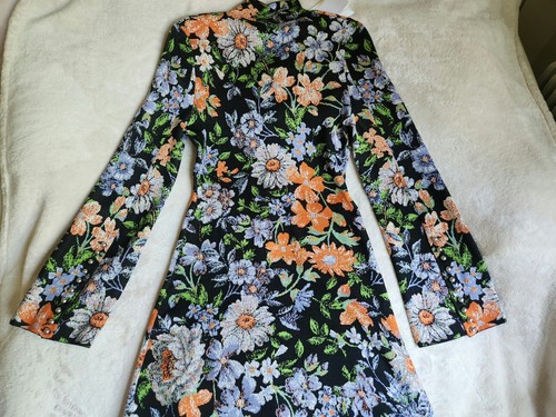 Pre-owned Rabanne H&m X Paco  Jacquard Knit Cut-out Floral Dress Sz Xl In Printed Orange/ Gold/silver/black