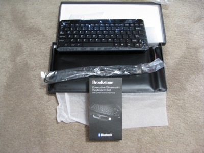 Brookstone Executive Bluetooth Keyboard & Stylus Set with Leather Sleeve