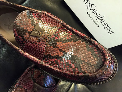 Pre-owned Saint Laurent Ysl  Luxury Python Cognac Loafers M/italy Sizes 40 & 42 Fit Usa 7-9 In Brown