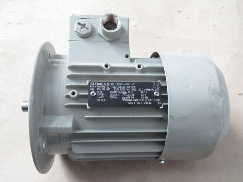 Siemens 1LA9073-4KA11-Z Electric Motor Low Voltage Squirrel-Cage IP55 1/2 hp .5