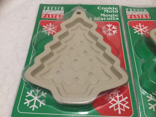 French Pantry Ceramic Cookie Mold Santa Clause And Christmas Tree