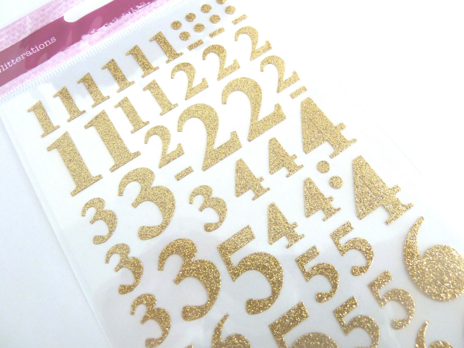 Sparkly Glitter Gold Sticky Adhesive Numbers Labels Stickers for Craft