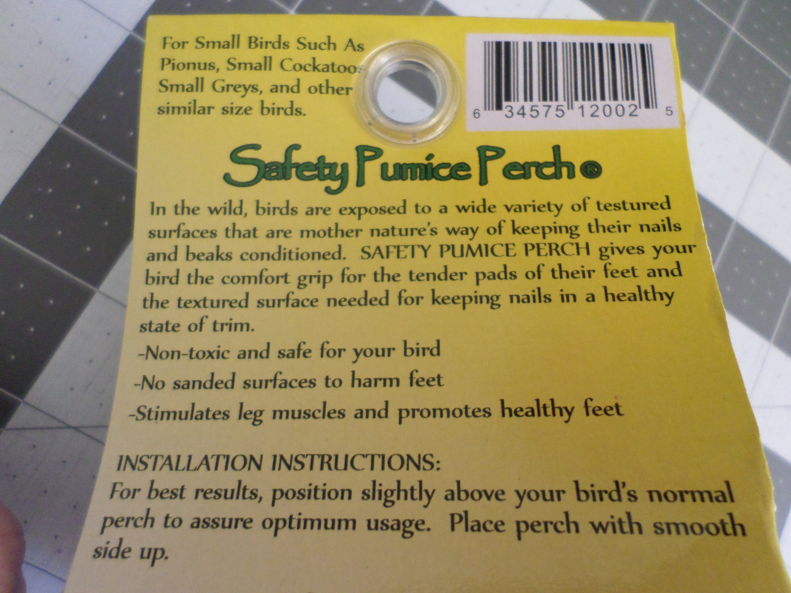 Safety Pumice Bird Perch - SMALL, BLUE - For Pionus, Sm Cockatoos, Etc. - NEW