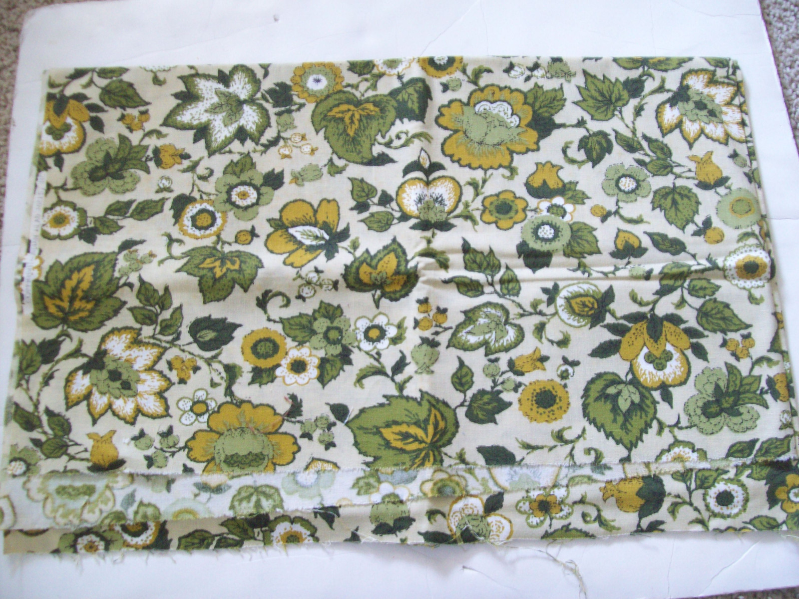 Indian Head Mills cotton Fabric Floral Decor greens tans 44