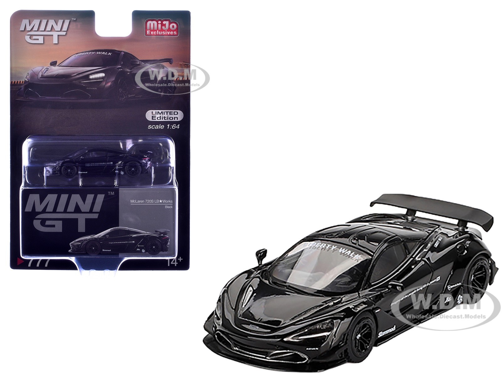 MCLAREN 720S LB-WORKS BLACK 1/64 DIECAST MODEL CAR BY MINI