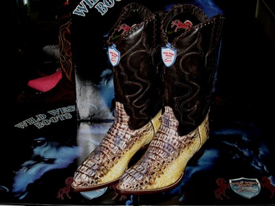 Pre-owned Wild West Boots Wild West Natural Caiman Crocodile Hornback Western Boot J-toe (d) 2990549 In Beige
