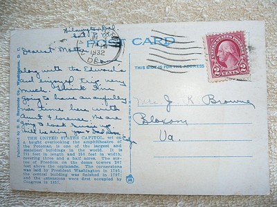 Vintage Postcard United States Capitol, Washington DC July 03 1932 Postmark