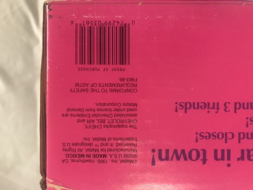 Barbie 1957 Chevy from 1989 Mattel - New In Box and Never Opened