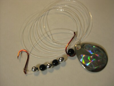  Walleye 2 Hook Spinner Rigs Crawler Harness (Holographic Silver)