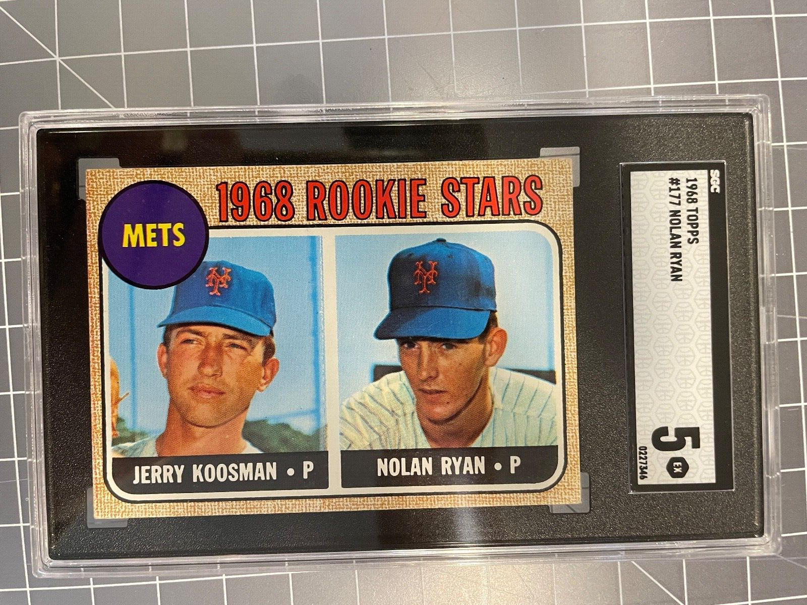 1968 TOPPS #177 NOLAN RYAN NEW YORK METS ROOKIE BASEBALL CARD SGC 5 EX NICE #2. rookie card picture