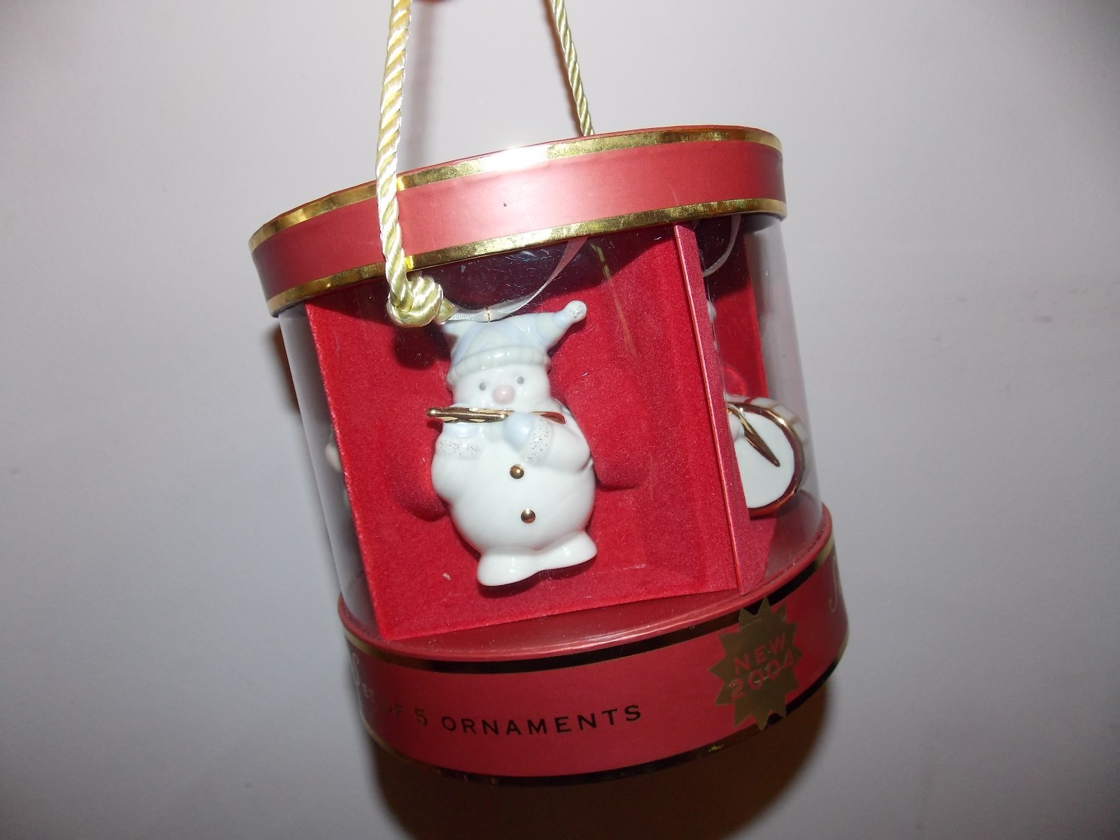 Lenox 5 Snowman Ornaments  2004  Holidays Christmas Tree Nib