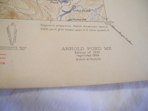 1944 Arnold Pond, ME Maine USGS Topographic Topo Map 2