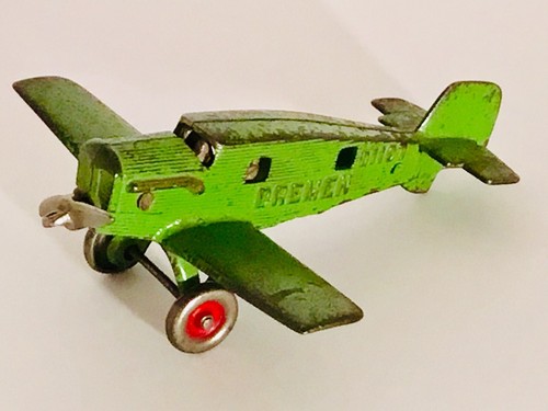 Rare Hubley Bremen Green Cast Iron Airplane - Nice!