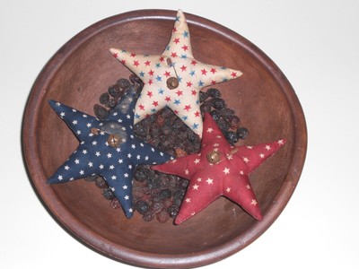 3 Primitive Americana USA PATRIOTIC STARS Bowl Fillers Ornaments Tucks Ornies