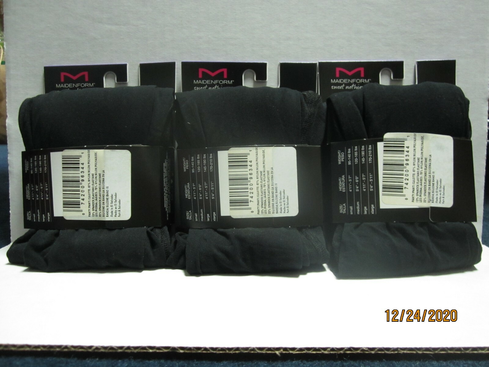 Maidenform Sweet Nothings Women's Black Shaping Tights High Waist Sz XL LOT OF 3