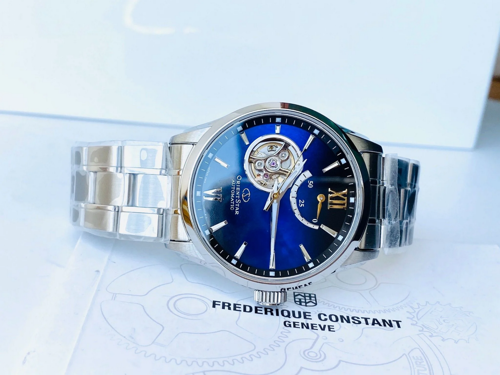 Pre-owned Orient Star Automatic Blue Dial Sapphire Crystal Men's Watch Rk-at0011a