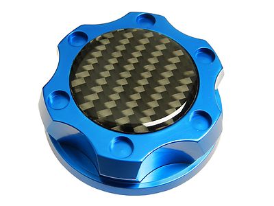 BLUE CARBON FIBER BILLET RACING ENGINE OIL FILLER CAP FOR FIAT 500 / DODGE DART