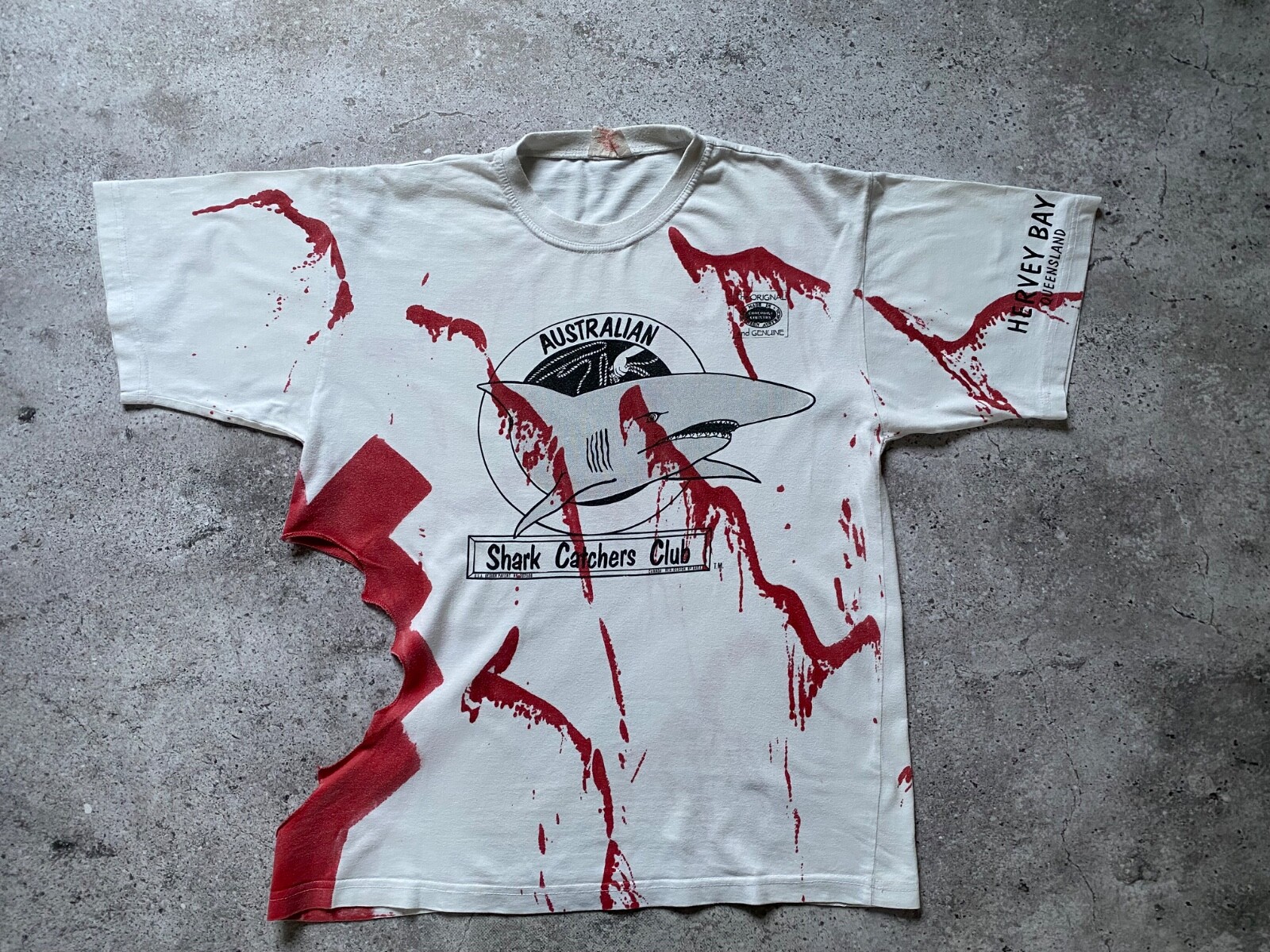 80sビンテージ Tシャツ Shark Catchers Club シャーク 鮫 Vintage Shark Attack Catchers Club Bite T Shirt L Single