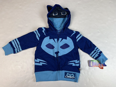 PJ Masks Catboy Blue Zip Up Sweatshirt Hooded Jacket NWT Toddler 2T