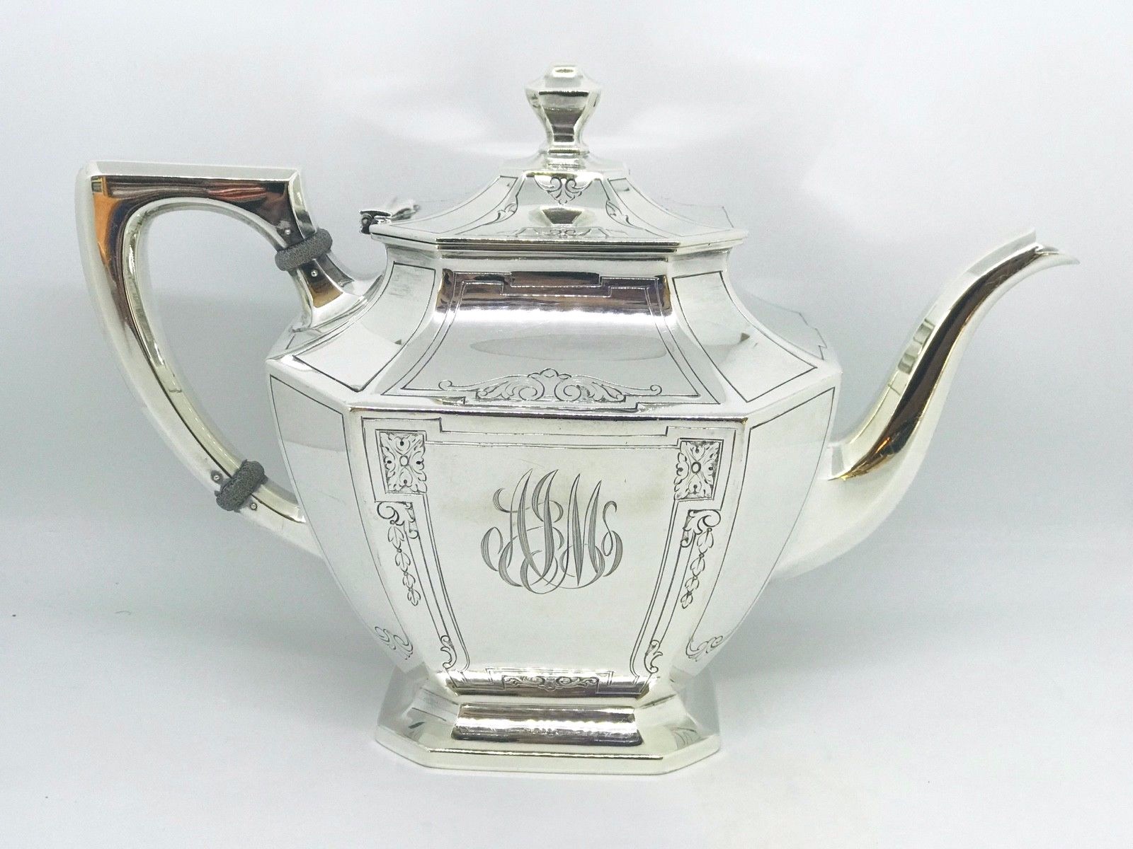 Antique Wallace Sterling Silver Dauphine 6 pc Tea Set w Waste & Tray No. 2300