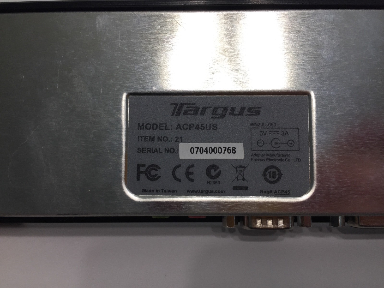 Targus ACP45US Laptop Notebook Docking Station+ Digital Audio. Free Shipping!