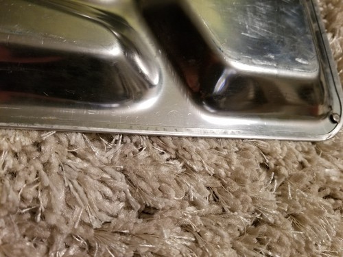 Vintage Pair 1951 Stainless Steel Metal US Military Mess Hall Divided Food Tray