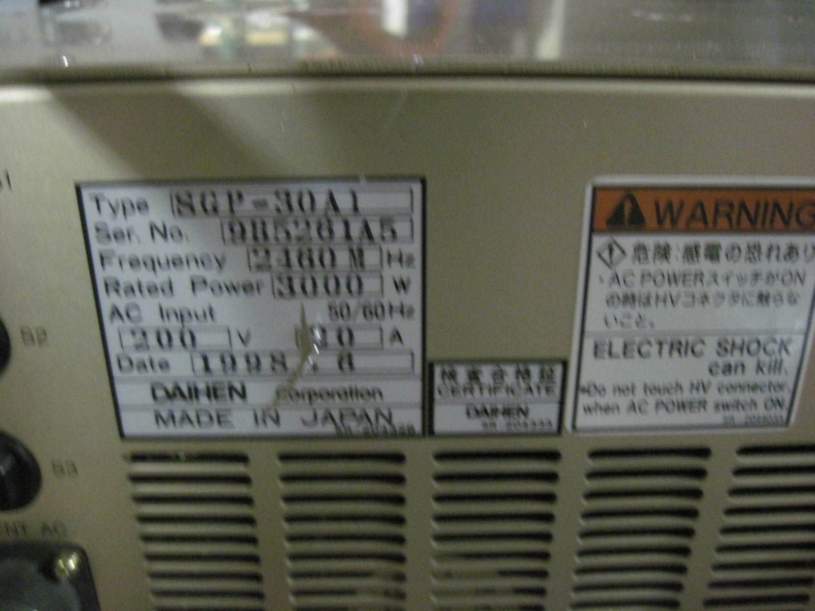 Daihen SGP-30A1 MICROWAVE GENERATOR